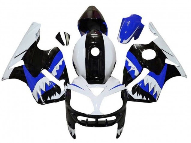 Preisgünstige Kawasaki ZX12R Motorrad Verkleidung 2000-2001 - Weiss Schwarz Blau Hai
