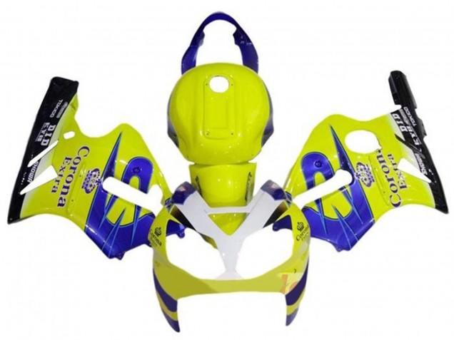Preisgünstige Kawasaki ZX12R Motorrad Verkleidung 2000-2001 - Gelb Weiss Blau Corona Extra