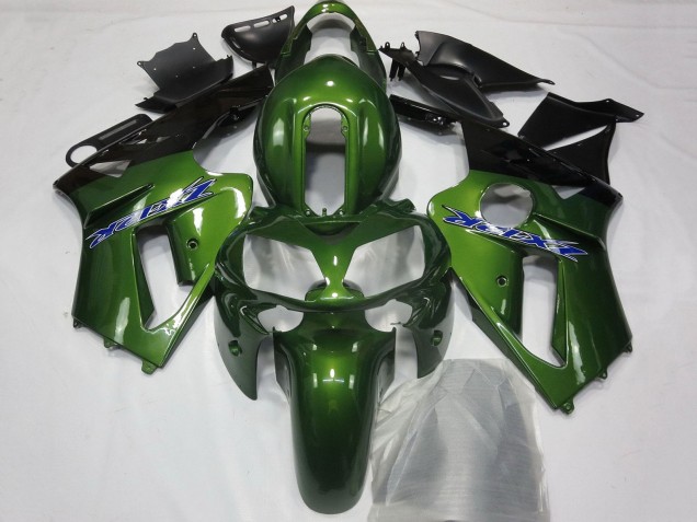 Preisgünstige Kawasaki ZX12R Motorrad Verkleidung 2000-2001 - Dunkel Grun Schwarz Blau