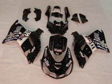 Preisgünstige Kawasaki ZX14R ZZR1400 Motorrad Verkleidung 2006-2011 - Glanzendes Schwarz Weiss West