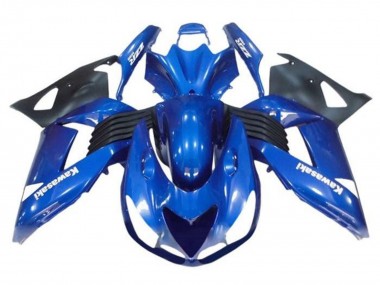Preisgünstige Kawasaki ZX14R ZZR1400 Motorrad Verkleidung 2006-2011 - Blau Schwarz Weiss Aufkleber