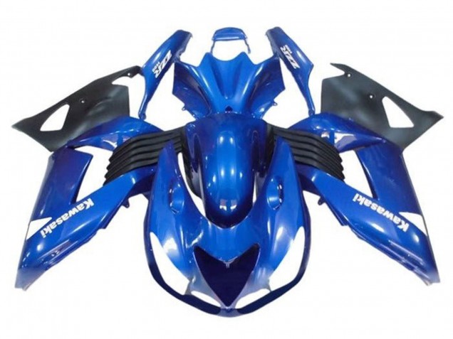 Preisgünstige Kawasaki ZX14R ZZR1400 Motorrad Verkleidung 2006-2011 - Blau Schwarz Weiss Aufkleber