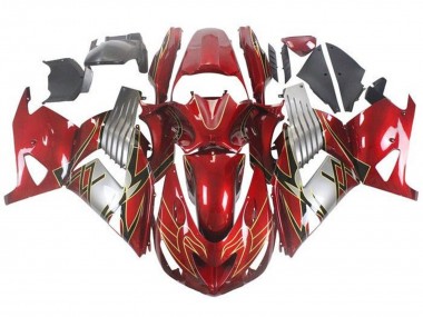 Preisgünstige Kawasaki ZX14R ZZR1400 Motorrad Verkleidung 2006-2011 - Rot Silber Schwarz Gold