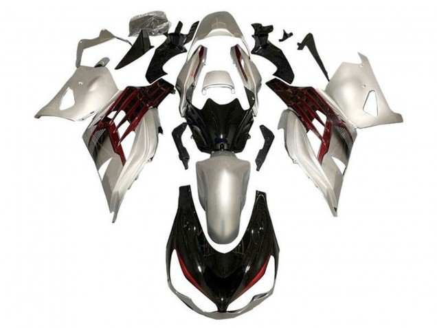 Preisgünstige Kawasaki ZX14R ZZR1400 Motorrad Verkleidung 2012-2024 - Silber Glanzendes Schwarz Rot