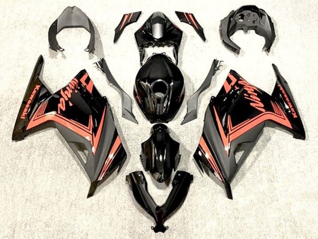 Preisgünstige Kawasaki EX300 Motorrad Verkleidung 2013-2024 - Glanzendes Schwarz Orange