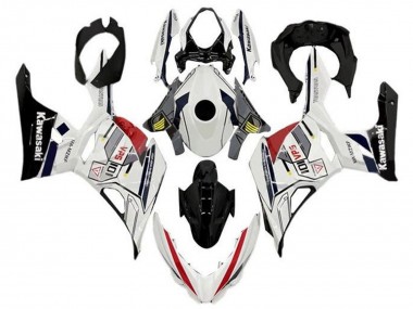 Preisgünstige Kawasaki Ninja 400 Motorrad Verkleidung 2018-2024 - Weiss Grau Gelb Rot Schwarz Streifen