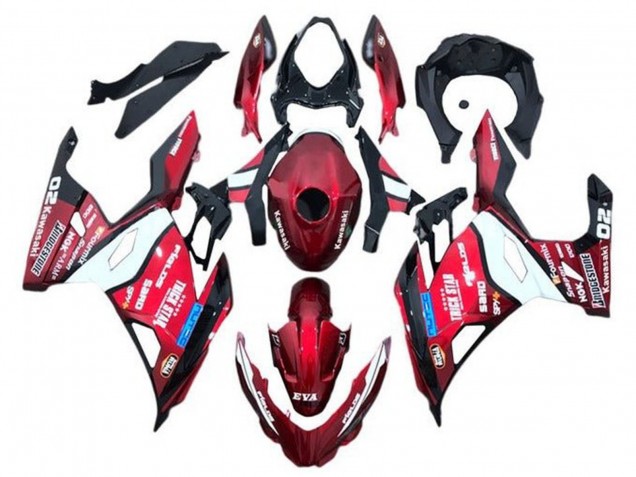 Preisgünstige Kawasaki Ninja 400 Motorrad Verkleidung 2018-2024 - Rot Blau Weiss Trick Star Bridgestone