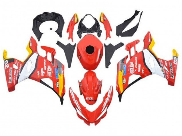 Preisgünstige Kawasaki Ninja 400 Motorrad Verkleidung 2018-2024 - Rot Weiss Gelb Schwarz Trick Star Bridgestone