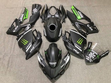 Preisgünstige Kawasaki Ninja 400 Motorrad Verkleidung 2018-2024 - Matt Schwarz Weiss Grun Monster Schnee