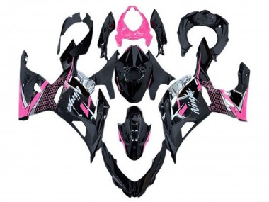 Preisgünstige Kawasaki Ninja 400 Motorrad Verkleidung 2018-2024 - Glanzendes Schwarz Rosa Weiss