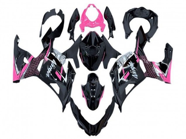 Preisgünstige Kawasaki Ninja 400 Motorrad Verkleidung 2018-2024 - Glanzendes Schwarz Rosa Weiss
