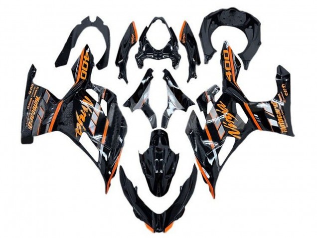 Preisgünstige Kawasaki Ninja 400 Motorrad Verkleidung 2018-2024 - Glanzendes Schwarz Orange Grau