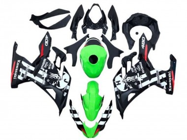 Preisgünstige Kawasaki Ninja 400 Motorrad Verkleidung 2018-2024 - Grun Schwarz Weiss Rot Schadel