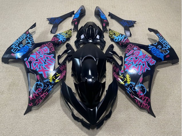 Preisgünstige Kawasaki Ninja 400 Motorrad Verkleidung 2018-2024 - Schwarz Blau Jinx