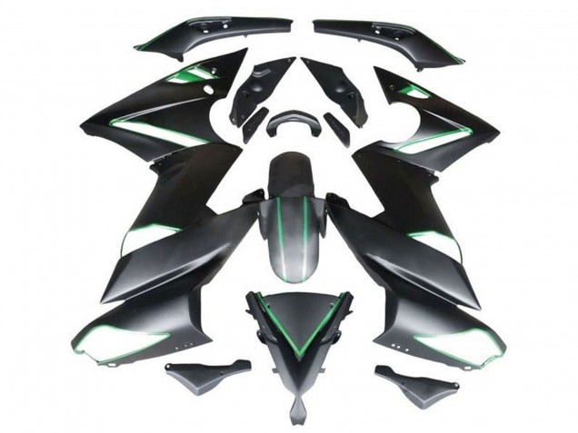 Preisgünstige Kawasaki Ninja 650 EX650 Motorrad Verkleidung 2009-2011 - Matt Schwarz Grun Streifen