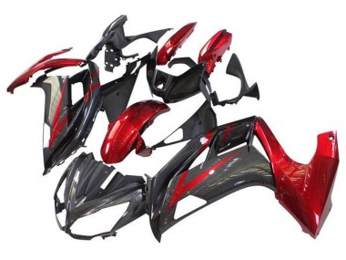 Preisgünstige Kawasaki Ninja 650 EX650 Motorrad Verkleidung 2012-2016 - Rot Schwarz Kunst Carbonfaser