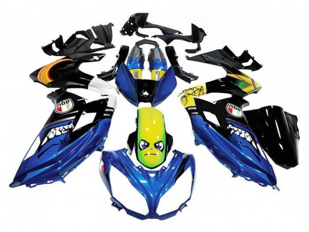 Preisgünstige Kawasaki Ninja 650 EX650 Motorrad Verkleidung 2012-2016 - Blau Gelb Hai