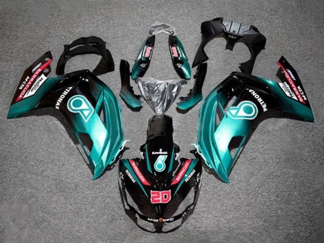 Preisgünstige Kawasaki Ninja 650 EX650 Motorrad Verkleidung 2012-2016 - Blau Glanzendes Schwarz Petronas