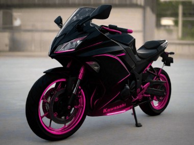 Preisgünstige Kawasaki Ninja 650 EX650 Motorrad Verkleidung 2017-2019 - Glanzendes Schwarz Rosa Streifen