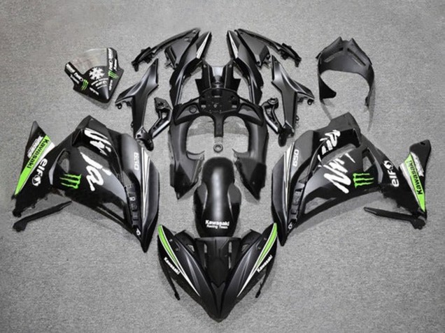 Preisgünstige Kawasaki Ninja 650 EX650 Motorrad Verkleidung 2017-2019 - Matt Schwarz Grun Weiss Monster