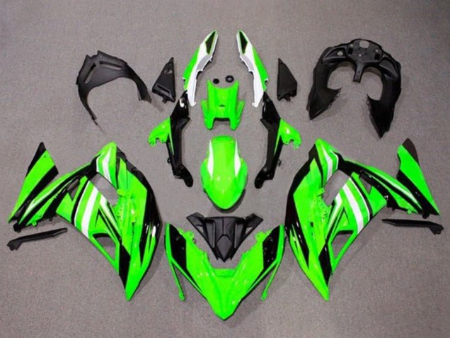 Preisgünstige Kawasaki Ninja 650 EX650 Motorrad Verkleidung 2017-2019 - Grun Weiss Schwarz Streifen