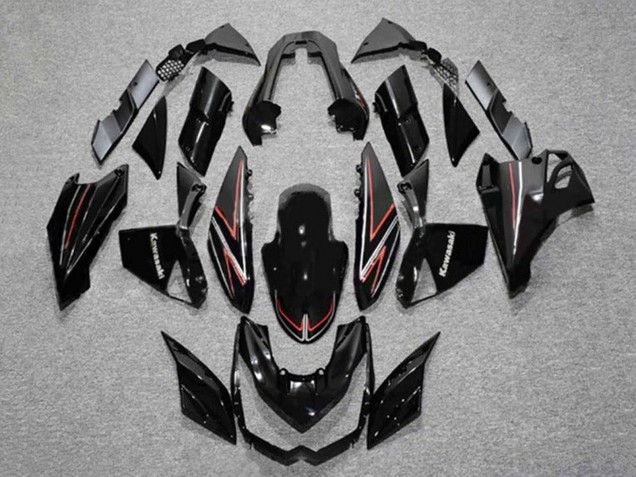 Preisgünstige Kawasaki Z1000 Motorrad Verkleidung 2010-2013 - Glanzendes Schwarz Rot Streifen