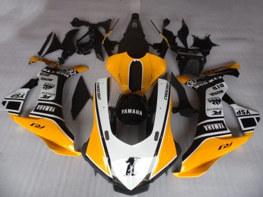 Preisgünstige Yamaha YZF R1 Motorrad Verkleidung 2015-2019 - Orange Weiss Schwarz Motul YSP