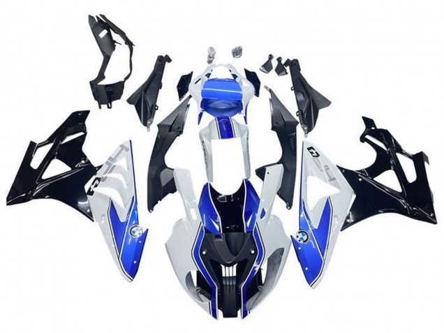 Preisgünstige BMW S1000RR Motorrad Verkleidung 2009-2014 - Weiss Blau Glanzendes Schwarz HP