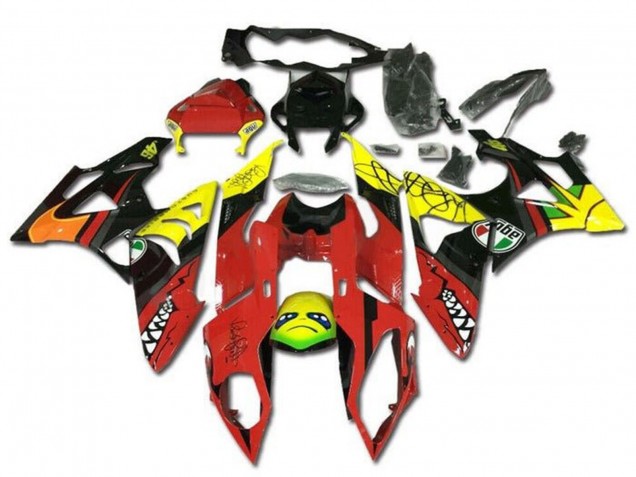 Preisgünstige BMW S1000RR Motorrad Verkleidung 2009-2014 - Gelb Rot Schwarz Hai