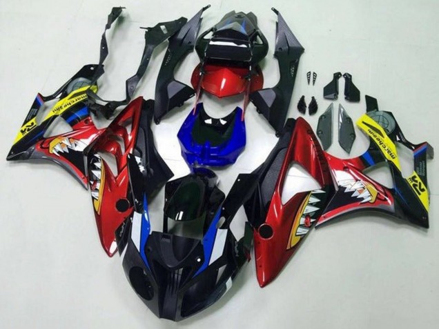 Preisgünstige BMW S1000RR Motorrad Verkleidung 2009-2014 - Rot Blau Gelb Schwarz Hai