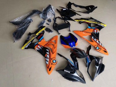 Preisgünstige BMW S1000RR Motorrad Verkleidung 2009-2014 - Gelb Blau Orange Schwarz Hai
