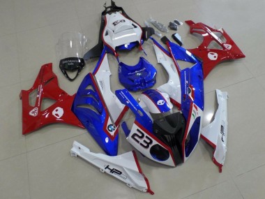 Preisgünstige BMW S1000RR Motorrad Verkleidung 2009-2014 - Weiss Rot Blau HP