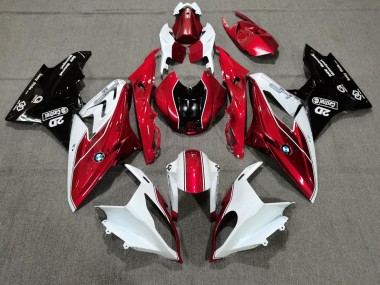 Preisgünstige BMW S1000RR Motorrad Verkleidung 2009-2014 - Weiss Rot Glanzendes Schwarz Castrol