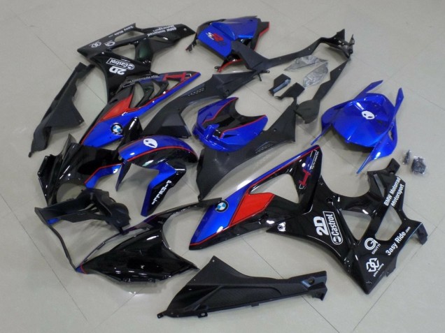 Preisgünstige BMW S1000RR Motorrad Verkleidung 2015-2016 - Blau Rot Glanzendes Schwarz Castrol