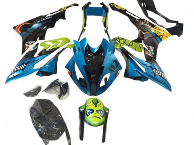 Preisgünstige BMW S1000RR Motorrad Verkleidung 2015-2016 - Gelb Blau Schwarz Hai