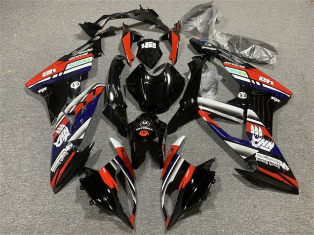 Preisgünstige BMW S1000RR Motorrad Verkleidung 2015-2016 - Weiss Rot Blau Glanzendes Schwarz Streifen