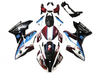 Preisgünstige BMW S1000RR Motorrad Verkleidung 2017-2018 - Weiss Blau Rot Glanzendes Schwarz