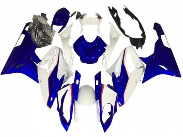 Preisgünstige BMW S1000RR Motorrad Verkleidung 2017-2018 - Weiss Blau Rot PinStreifen
