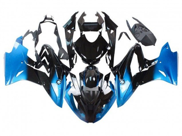 Preisgünstige BMW S1000RR Motorrad Verkleidung 2017-2018 - Blau Glanzendes Schwarz Fade