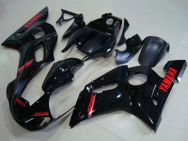Preisgünstige Yamaha YZF R6 Motorrad Verkleidung 1998-2002 - Glanzendes Schwarz Rot Aufkleber