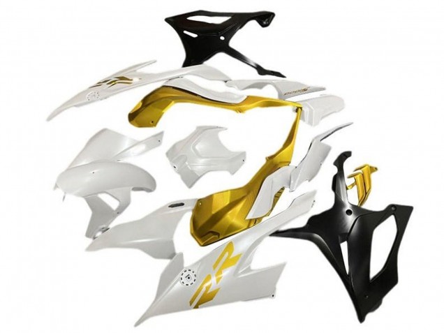 Preisgünstige BMW S1000RR Motorrad Verkleidung 2019-2022 - Weiss Gold Matt Schwarz