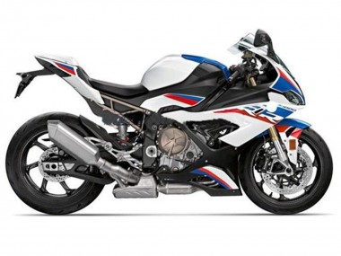 Preisgünstige BMW S1000RR Motorrad Verkleidung 2019-2022 - Weiss Blau Rot Streifen