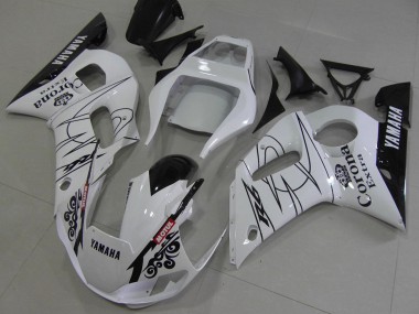 Preisgünstige Yamaha YZF R6 Motorrad Verkleidung 1998-2002 - Weiss Schwarz Rot Corona Motul