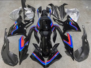 Preisgünstige BMW S1000RR Motorrad Verkleidung 2019-2022 - Schwarz Doppel blau Rot