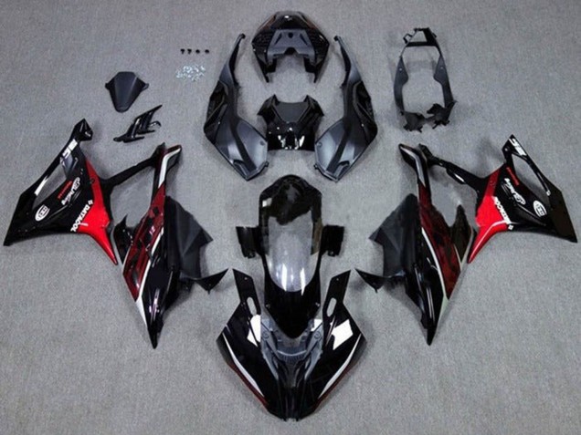 Preisgünstige BMW S1000RR Motorrad Verkleidung 2019-2022 - Schwarz Dunkel rot