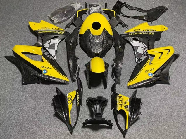 Preisgünstige BMW S1000RR Motorrad Verkleidung 2019-2022 - Gelb Kunst Carbonfaser