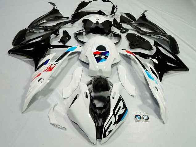 Preisgünstige BMW S1000RR Motorrad Verkleidung 2023-2024 - Weiss Hellblau Rot Glanzendes Schwarz