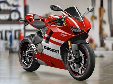 Preisgünstige Ducati Panigale V4 V4S Motorrad Verkleidung 2018-2019 - Weiss Rot Streifen