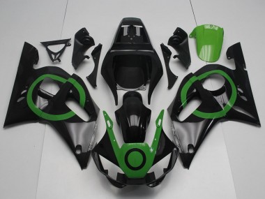 Preisgünstige Yamaha YZF R6 Motorrad Verkleidung 1998-2002 - Glanzendes Schwarz Grun Kreis