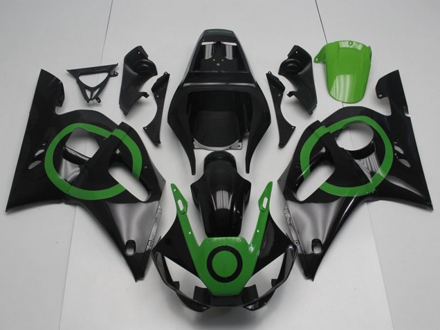 Preisgünstige Yamaha YZF R6 Motorrad Verkleidung 1998-2002 - Glanzendes Schwarz Grun Kreis